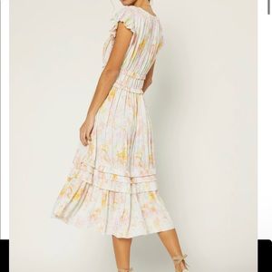 Sereia watercolor pleated midi dress